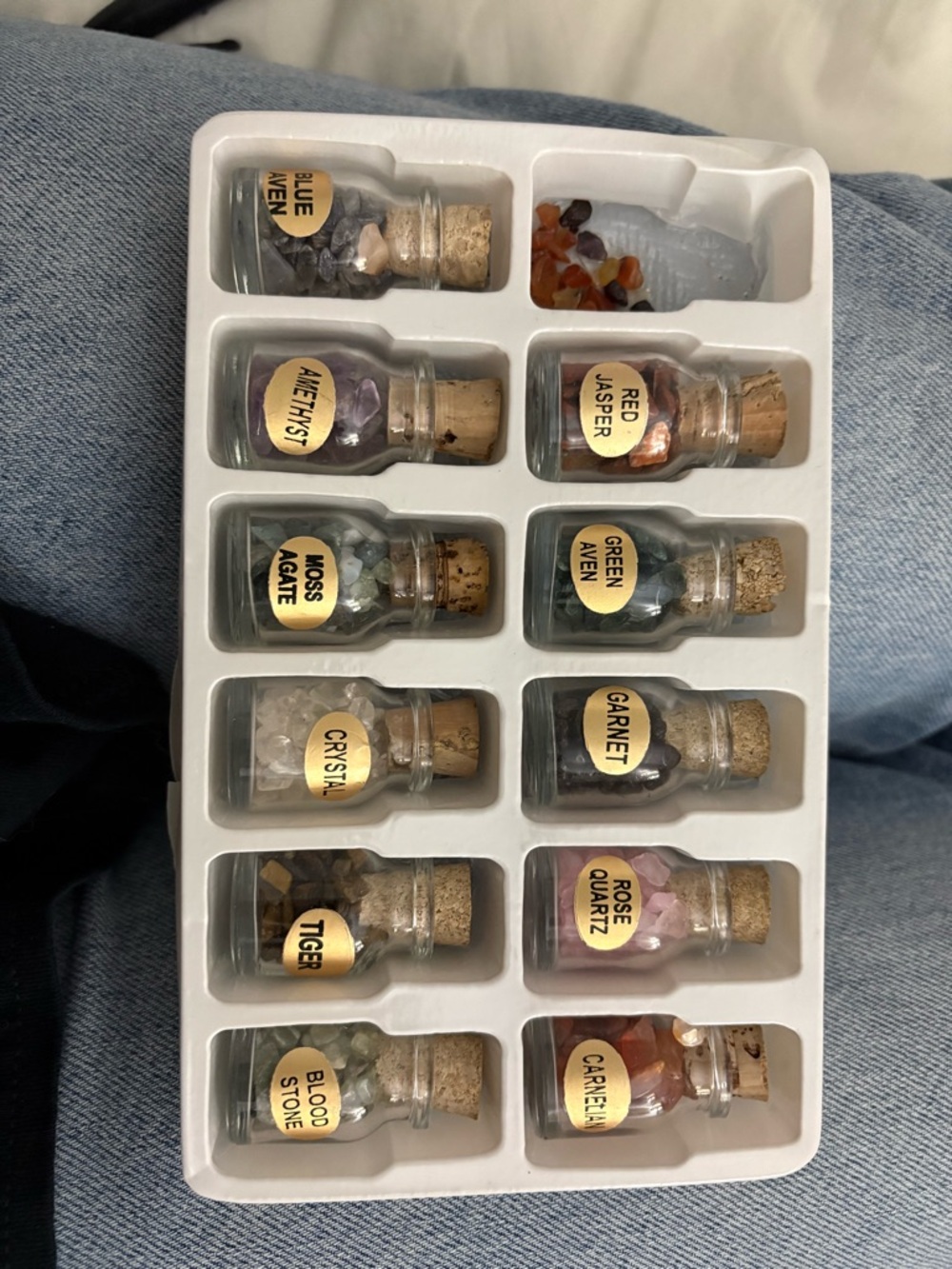 Miniature Labeled Crystal Vial Set - Assorted Gem Chips